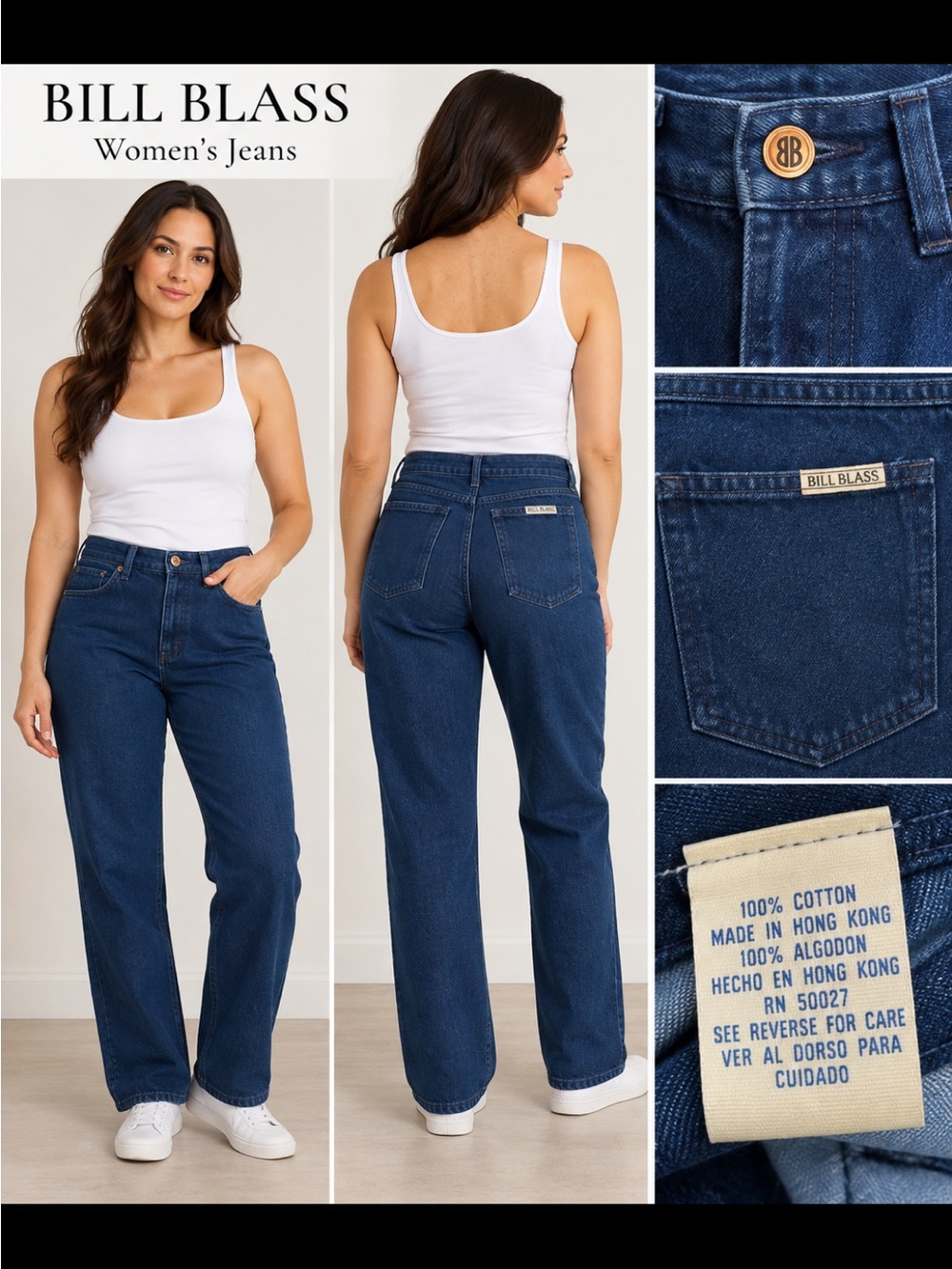 bill blass Men's Navy Blue Straight-Leg Jeans